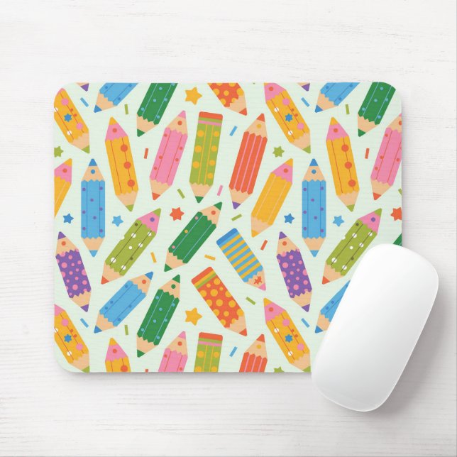Cute Customizable Pencil Print Mousepad (Mit Mouse)