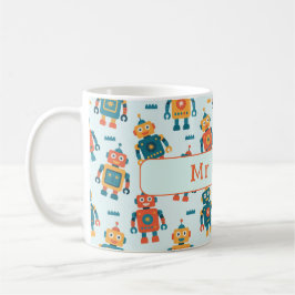 Cute Customizable Robot Print Kaffeetasse