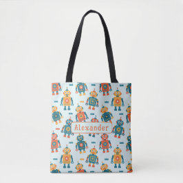 Cute Customizable Robot Print Tasche