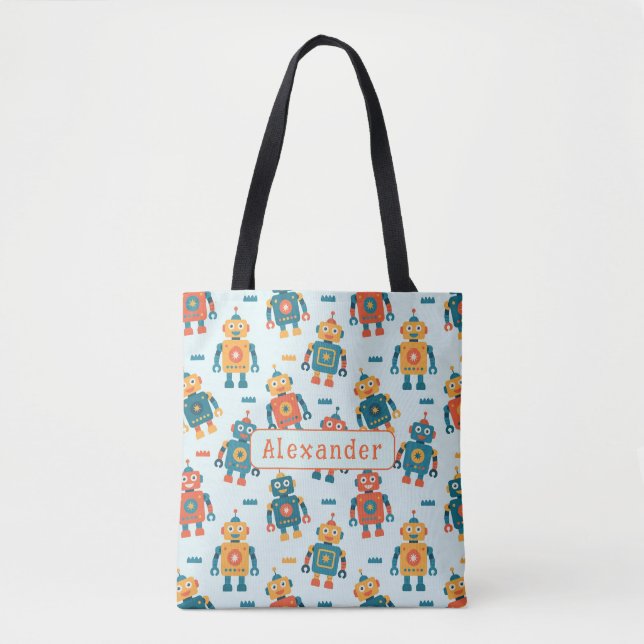Cute Customizable Robot Print Tasche (Vorderseite)