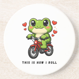 Cute Cycling Frog | Kawaii Frog Bicycle Art Getränkeuntersetzer