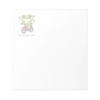 Cute Cycling Frog | Kawaii Frog Bicycle Art Notizblock