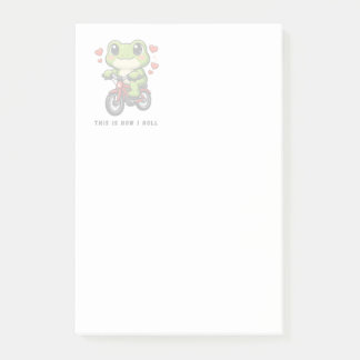 Cute Cycling Frog | Kawaii Frog Bicycle Art Post-it Klebezettel