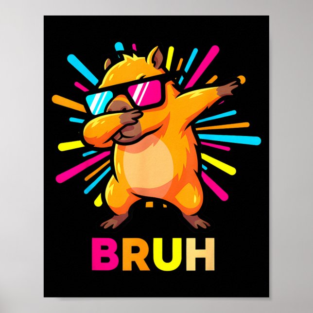 Cute Dabbing Capybara Funny Animal Meme Capy Lover Poster (Vorne)