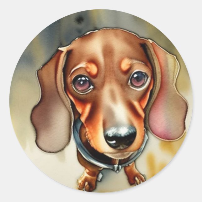 Cute Dachshund, autocollants ronds (Devant)