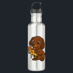 Cute Dachshund cartoon pizza pizza lover dog Edelstahlflasche<br><div class="desc">Cute Dachshund cartoon pizza pizza lover dog</div>