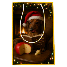 Cute Dachshund Cheese Tax Christmas gift bag  Mittlere Geschenktüte