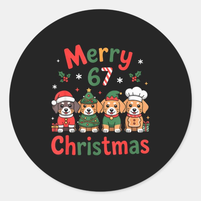 Cute Dachshund Christmas Design Funny Holiday Dog  Runder Aufkleber (Vorderseite)