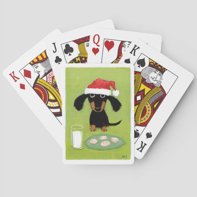 Cute Dachshund Christmas Funny Santa Wiener Dog Spielkarten (Rückseite)