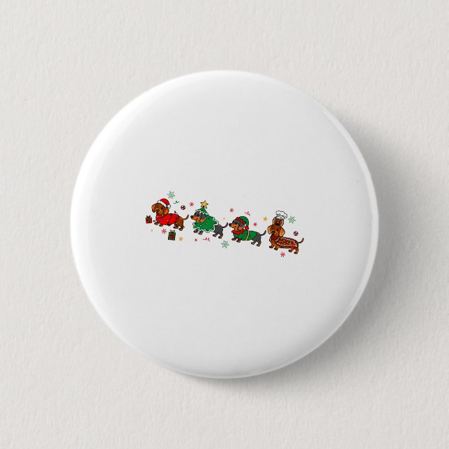 Cute Dachshund Christmas Parade Christmas  Button (Vorderseite)