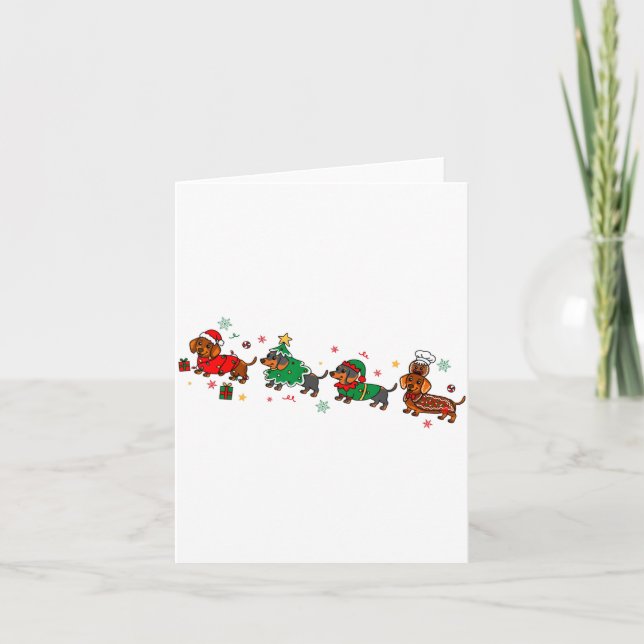 Cute Dachshund Christmas Parade Christmas  Karte (Vorderseite)