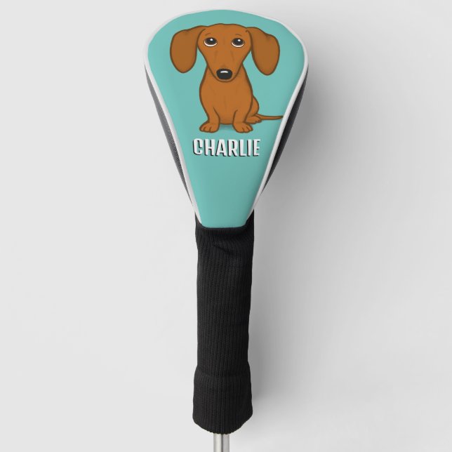 Cute Dachshund Custom Name Wiener Dog Golf Headcover (Vorderseite)