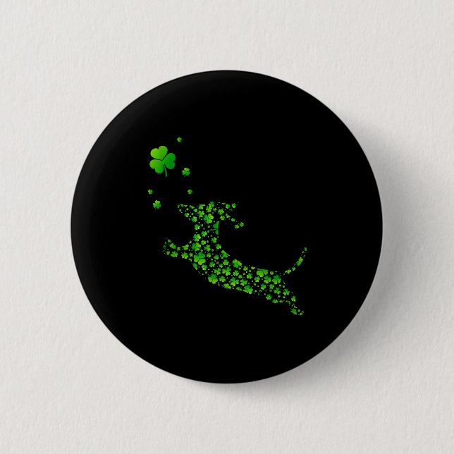 Cute Dachshund Dog With Irish Shamrock St Patricks Button (Vorderseite)