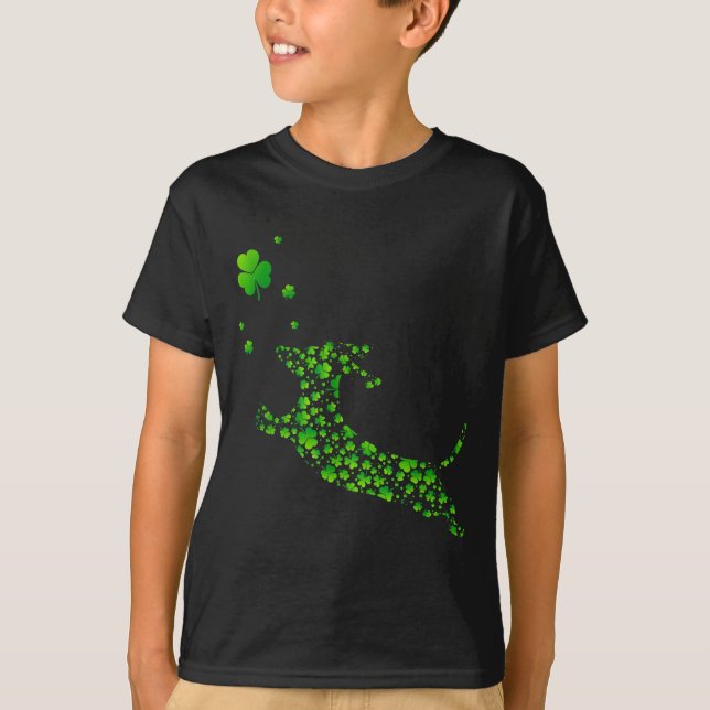 Cute Dachshund Dog With Irish Shamrock St Patricks T-Shirt (Vorderseite)