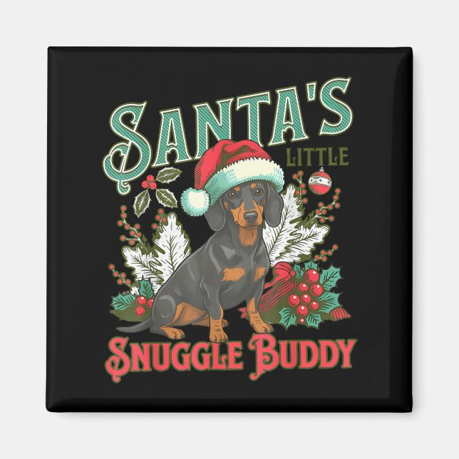 Cute Dachshund Dogs Christmas Lights Santa Holiday Magnet (Vorne)