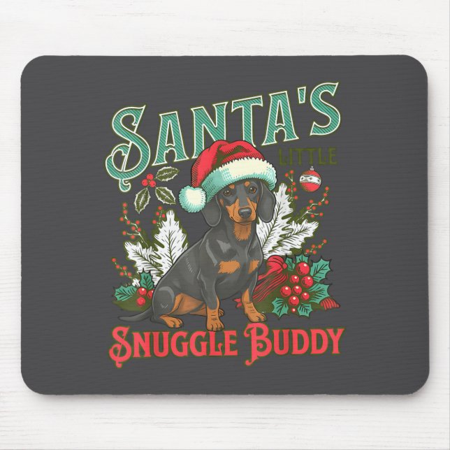 Cute Dachshund Dogs Christmas Lights Santa Holiday Mousepad (Vorne)