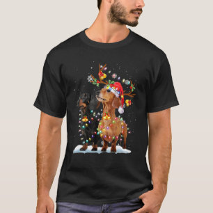 Cute Dachshund Merry Christmas Dachshund Santa Hat T-Shirt