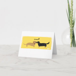 Cute Dachshund Smooch   Carte d'amour Wiener Dogs