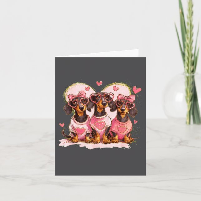 Cute Dachshund Valentines Heart Dog Lover Men Wome Karte (Vorderseite)