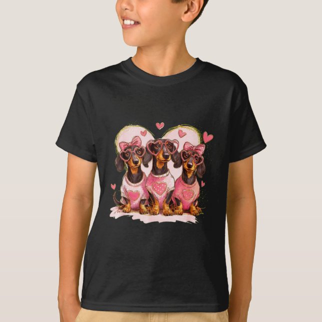Cute Dachshund Valentines Heart Dog Lover Men Wome T-Shirt (Vorderseite)