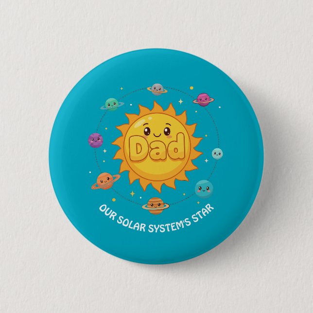 Cute Dad Solar System Star Space Cartoon Button (Vorderseite)