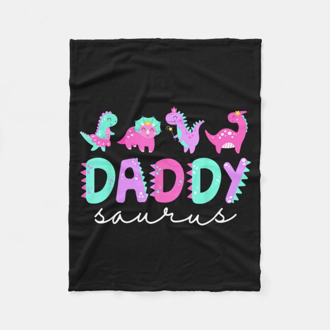 Cute Daddy Saurus Dad Dinosaur Birthday Boy Girl F Fleecedecke (Vorderseite)