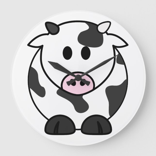 Cute Dairy Cow Große Wanduhr (Vorderseite)
