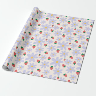 Cute Daisy and Strawberry Pattern Geschenkpapier