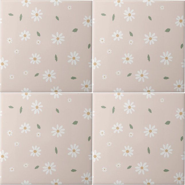 Cute Daisy Floral Blossoms & Greenery Girl Nursery Fliese (Cute Daisy Floral Blossoms & Greenery Girl Nursery Ceramic Tile)