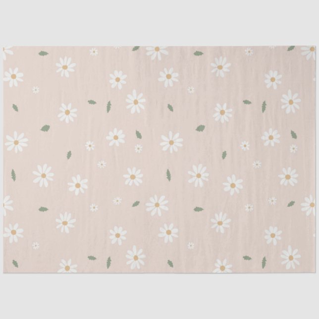 Cute Daisy Floral Blossoms & Greenery Seidenpapier (Vorderseite)