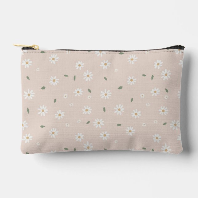 Cute Daisy Floral Blossoms & Greenery Zubehörtasche (Vorderseite)