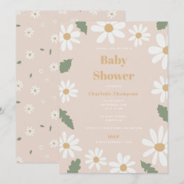 Cute Daisy Flower Baby Shower Girl Pink Einladung
