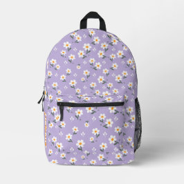 Cute Daisy Flower Pattern Purple School Bedruckter Rucksack