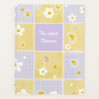 Cute Daisy Patchwork Aesthetic Gingham Personalize Planer