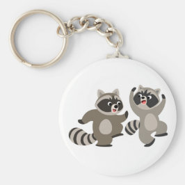 Cute Dancing Cartoon Raccoons Schlüsselanhänger