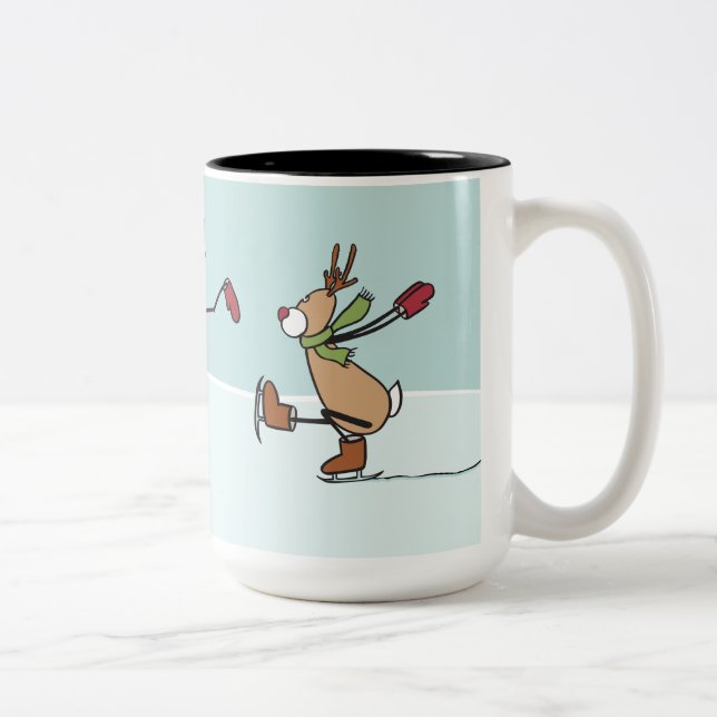 Cute Dancing Reindeer - Christmas Zweifarbige Tasse (Rechts)