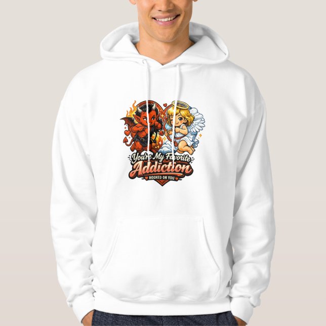Cute Devil & Angel Valentine Day Love Design Hoodie (Vorderseite)