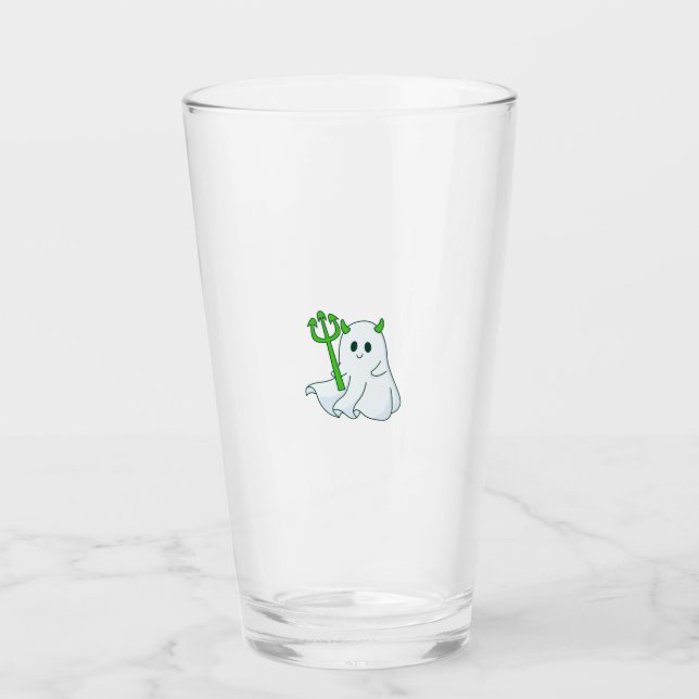 Cute Devil Ghost with Green Trident Glas (Vorderseite)