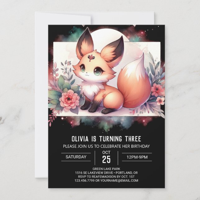 Cute Digital Fox invitation Anniversaire (Devant)