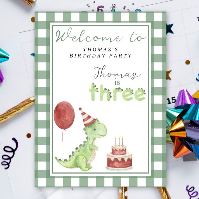 Cute Dino 3rd Birthday Party  Poster (Von Creator hochgeladen)