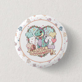 Cute Dino Birthday Party Button