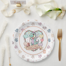 Cute Dino Birthday Personalized Pappteller