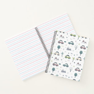 Cute Dino Cars Pattern Notizbuch