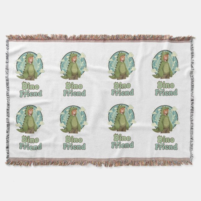 Cute Dino Friend Anime Boy - Green Dinosaur Decke (Vorderseite)