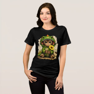 Cute Dino Monkey T-Shirt – Adorable Animal Gift Tri-Blend Shirt