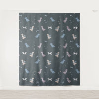 Cute Dino Patern Rouge Gris Tapisserie