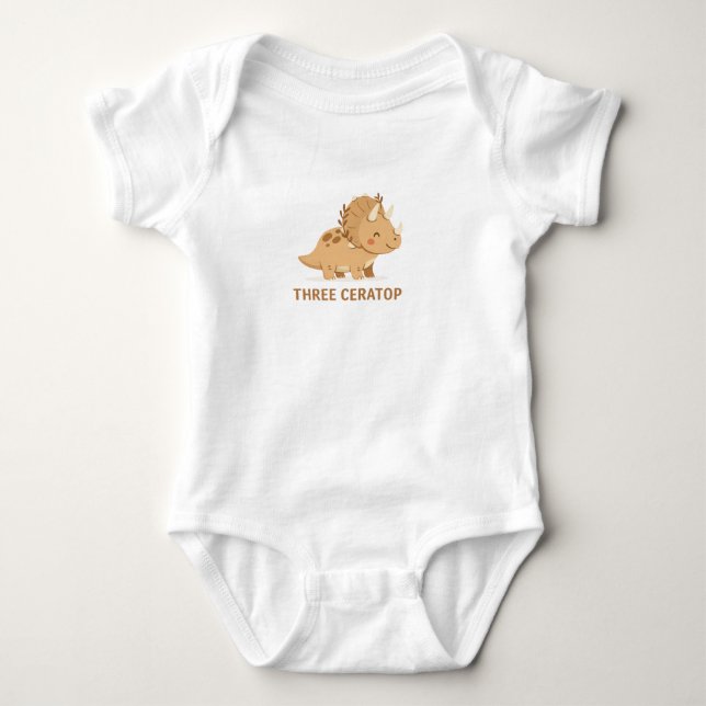 Cute Dino Pun – Tricera-Top Baby Strampler (Vorderseite)