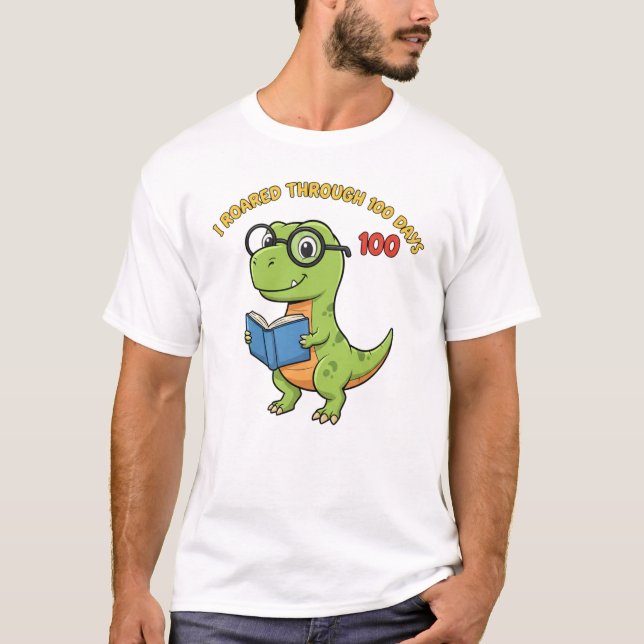Cute Dinosaur 100 Days of School T-Shirt (Vorderseite)