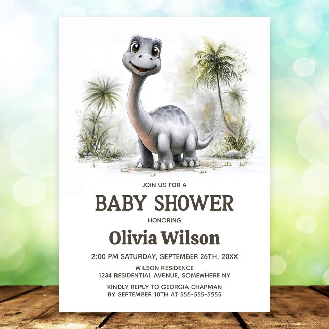Cute Dinosaur Baby Shower Invitation (Créateur téléchargé)