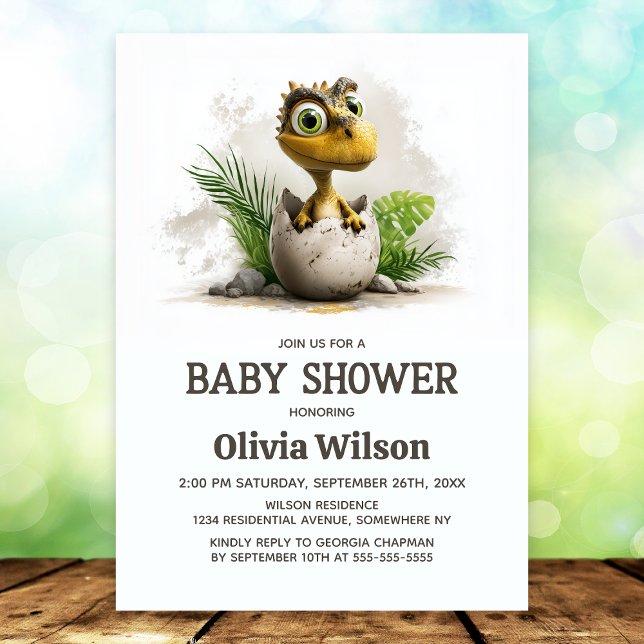 Cute Dinosaur Baby Shower Invitation Einladung (Von Creator hochgeladen)